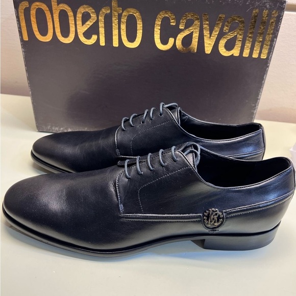 NWT Roberto Cavalli Black Oxford Shoes with Polished Leather Finish - Picture 2 of 11